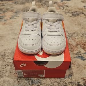 Nike Kids White and Orange Sneakers
